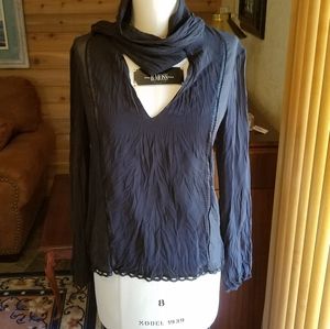 Small Black Chiffon Silk BCBG scarf blouse